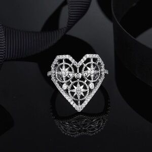 Silver Heart & Stars Ring